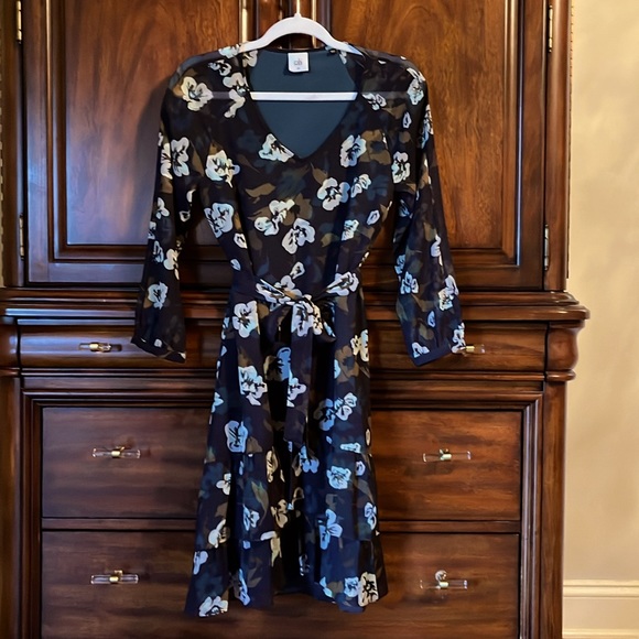 Cabi dress. Navy with brown, teal and cream. XS. Like new worn once. - Picture 3 of 13